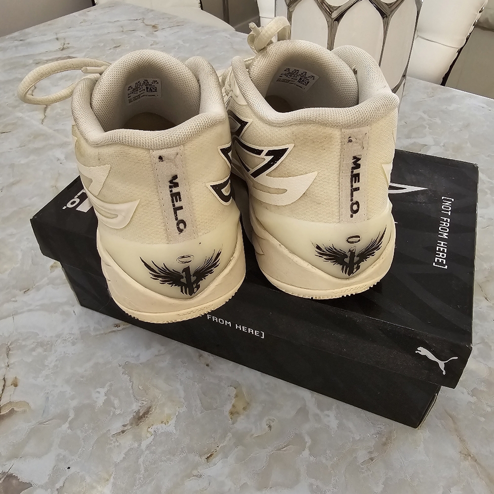 PUMA LAMELO BALL MB02 WHISPERS FROSTED IVORY BLACK SNEAKERS SHOES 9.5 - Picture 10 of 11
